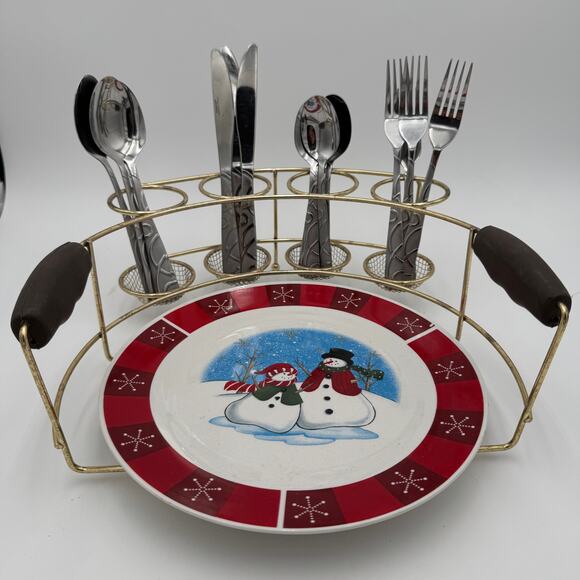 Vintage Buffet Serving Holder Gold Toned Metal Caddy 1980s - Picture 1 of 8